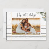 PlaidモダンスクリプトChristmas Holiday Photo Card シーズンカード (正面)
