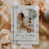PlaidモダンスクリプトChristmas Holiday Photo Card シーズンカード