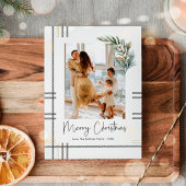 PlaidモダンスクリプトChristmas Holiday Photo Card シーズンカード