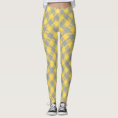Plaidモダンチェック黄色とグレー レギンス (正面)