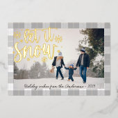 Plaidモダン Let It Snow Photo 箔シーズンカード (正面)
