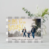 Plaidモダン Let It Snow Photo 箔シーズンカード (立ち正面)