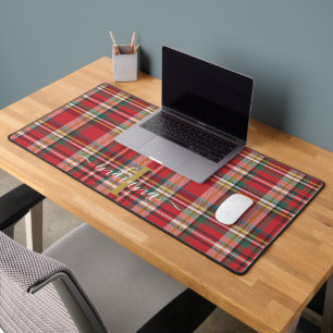 Plaidモノグラム名スクリプト素朴カスタム デスクマット
