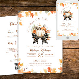 Plaidリボン小さなかぼちゃの方法QRコード 招待状