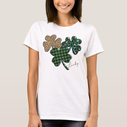 plaidヴィンテージラッキーシャムロックSt patricks dayプレゼント Tシャツ (正面)