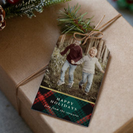 Plaid伝統クリスマスフォト ギフトタグ