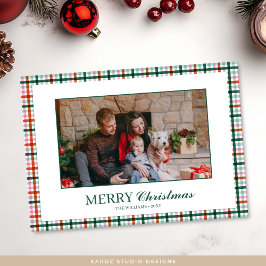 Plaid写真モダンクリスマスカード シーズンカード