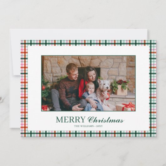 Plaid写真モダンクリスマスカード シーズンカード (正面)