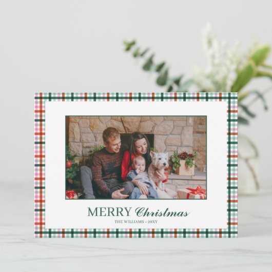 Plaid写真モダンクリスマスカード シーズンカード (スタンド正面)