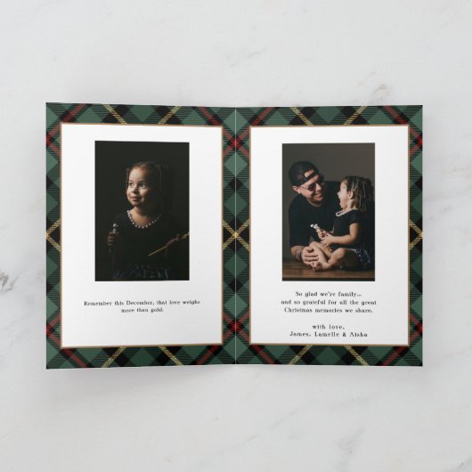 Plaid写真モダン上の休日の挨拶スクリプト シーズンカード (内部)