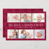 Plaid写真名門私立校風のギャラリークリスマスカード シーズンカード (正面/裏面)