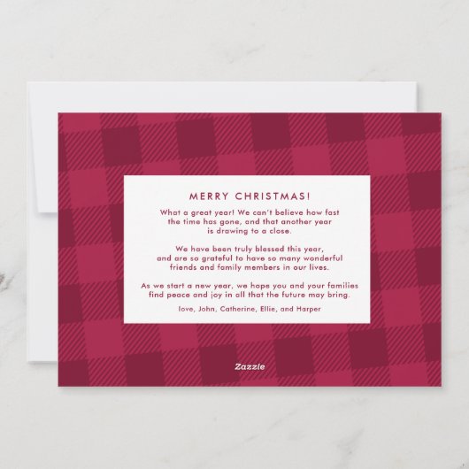 Plaid写真名門私立校風のギャラリークリスマスカード シーズンカード (裏面)