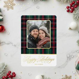 Plaid写真素朴クリスマス 箔シーズンカード