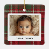 Plaid初めてのクリスマス祖父母フォトクリスマス セラミックオーナメント (裏面)