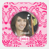 Plaid卒業またはSweet sixteen写真のシール スクエアシール (正面)