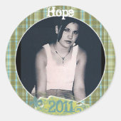 Plaid卒業またはSweet sixteen写真のシール ラウンドシール (正面)