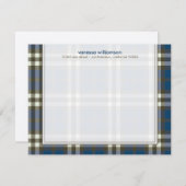 Plaid名門私立校風のカスタムフラットノートカード(ネイビー) 招待状 (正面/裏面)