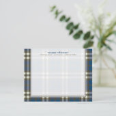 Plaid名門私立校風のカスタムフラットノートカード(ネイビー) 招待状 (スタンド正面)