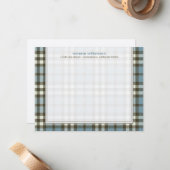 Plaid名門私立校風のカスタムフラットノートカード（青） ノートカード (正面/裏面インサイチュ)