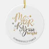 Plaid家族の写真と明メリーるいクリスマス セラミックオーナメント (正面)