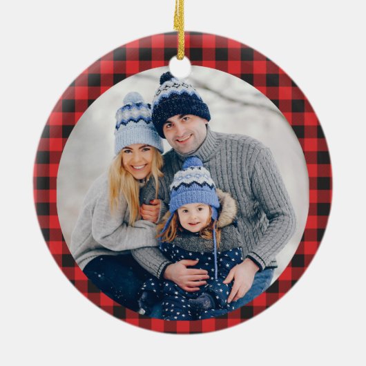 Plaid家族の写真と明メリーるいクリスマス セラミックオーナメント (裏面)