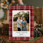 Plaid家族素朴クリスマスフォトカード 招待状