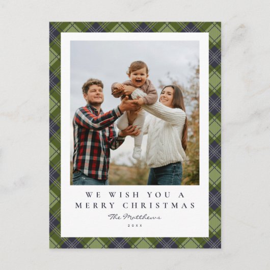 Plaid家族素朴写真クリスマス シーズンポストカード (正面)