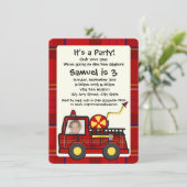 Plaid消防車の誕生日(写真付) 招待状 (スタンド正面)