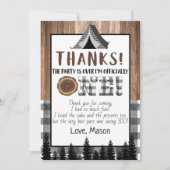 Plaid白黒1ハッピーキャンパーありがとう 招待状 (正面)