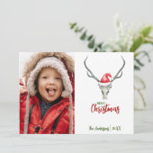 Plaid素朴 Christmas Photoのトナカイスカル シーズンカード (スタンド正面)