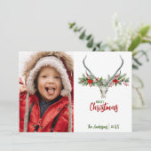 Plaid素朴 Christmas Photoのトナカイスカル シーズンカード (スタンド正面)