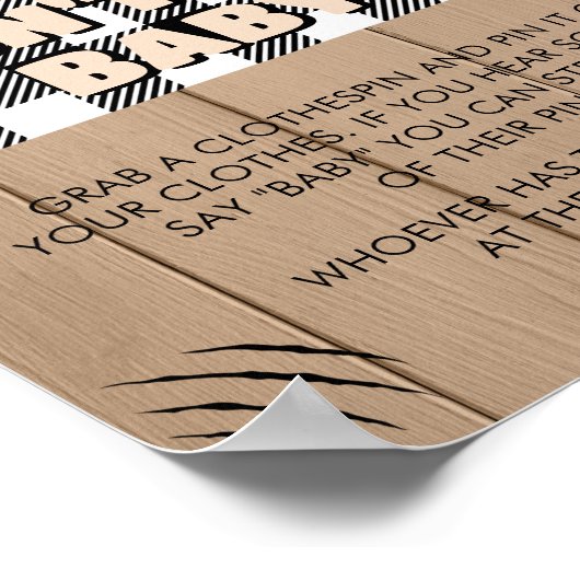 Plaid素朴 Lumberjack赤ちゃんシャワーベビーしない ポスター (角)