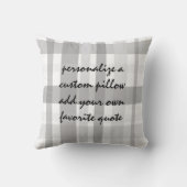 plaid追加あなた自身の引用文枕グレーと白 クッション (裏面)