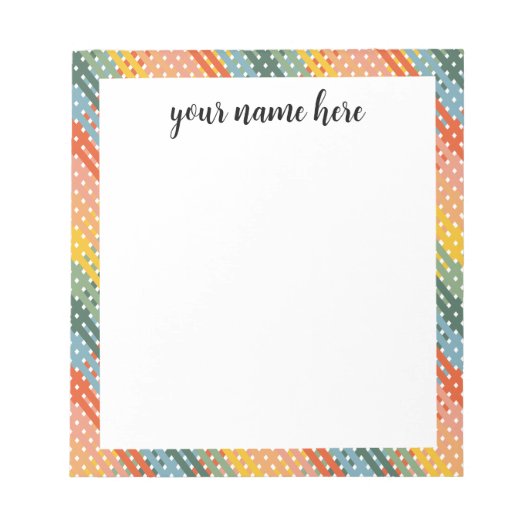 Plaid パーソナライズされたカラフル Notepad ノートパッド (正面)