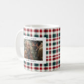Plaid モダン Monogramの素朴写真クリスマス コーヒーマグカップ (正面左)