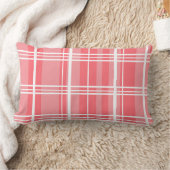 Plaid 伝統的 Coral & Bublegum with White ランバークッション (ブランケット)