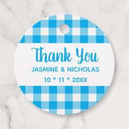 Plaid 素朴 Blue Gingham結婚's Thank You フェイバータグ