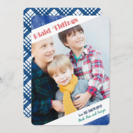 Plaid 1またミニマルは2フォトホリデーカード シーズンカード