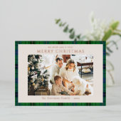 Plaid 1フォト素朴タータンチェックカスタムクリスマス 箔シーズンカード (立ち正面)