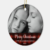 Plaid 2写真素朴編集可能クリスマスオーナメント セラミックオーナメント (左)