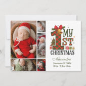 Plaid 5フォト素朴初めてのクリスマス シーズンカード (正面)