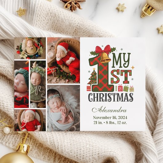 Plaid 6素朴フォト初めてのクリスマス シーズンカード