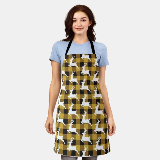 Plaid and deer apron エプロン (着用した状態)