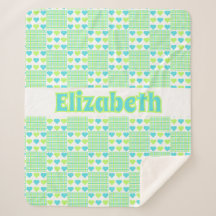 Plaid and Hearts add your name White background