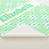 Plaid and Hearts add your name White background シェルパブランケット (3/4)