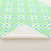 Plaid and Hearts Blue Yellow Pattern with white シェルパブランケット (3/4)