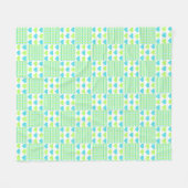 Plaid and Hearts Blue Yellow Pattern with white フリースブランケット (正面(横))