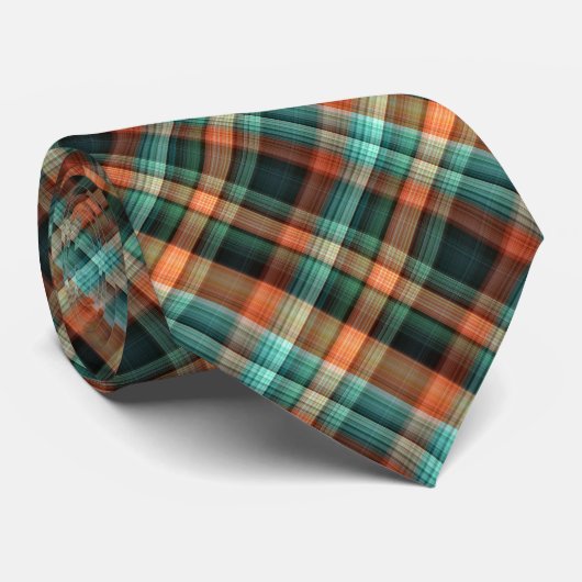 Plaid Angled Blue Green Tie ネクタイ (ロール)