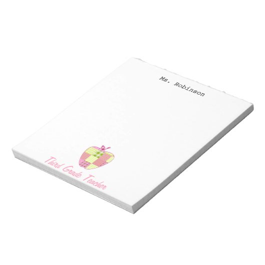 Plaid Apple Third Grade先生 ノートパッド (回転)