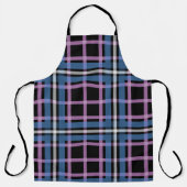 Plaid Apron – Blue & Lavender Checkered Kitchen エプロン (正面)